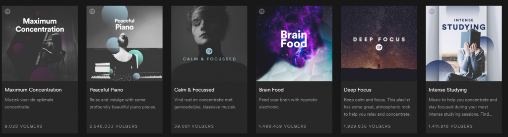 Spotify lijstjes voor meer concentratie